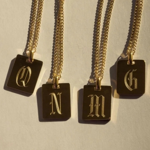 18k Gold Plated Engraved Initial Pendant Necklace - Picture 8 of 8